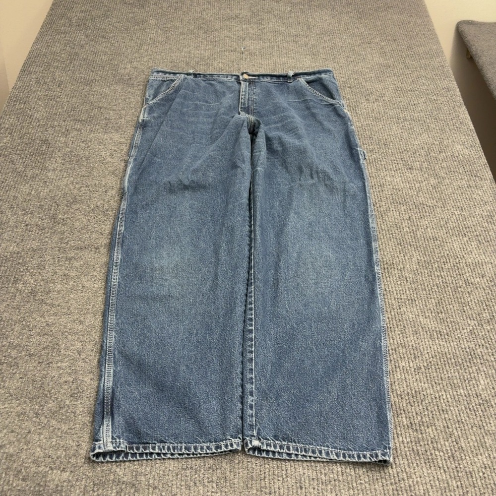Vintage Wrangler Carpenter Jeans Mens 40x30 Blue Cotton Denim Workwear Baggy 90s